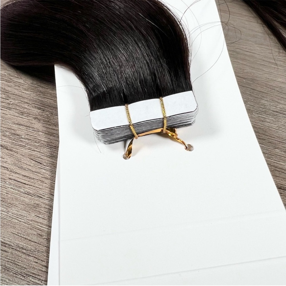 Dark Brown Remy Human Hair 20 Inch Tape In Hair Extensions - Picture 3 of 10
